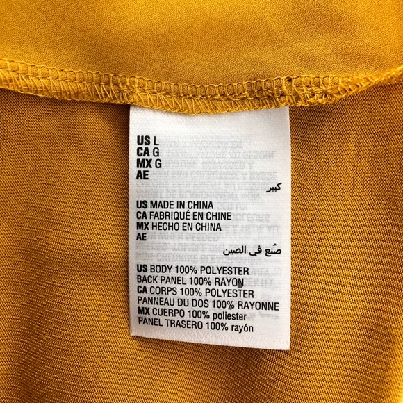 INC Gold Yellow Long Sleeve Notched Neck Blouse - Picture 6 of 7